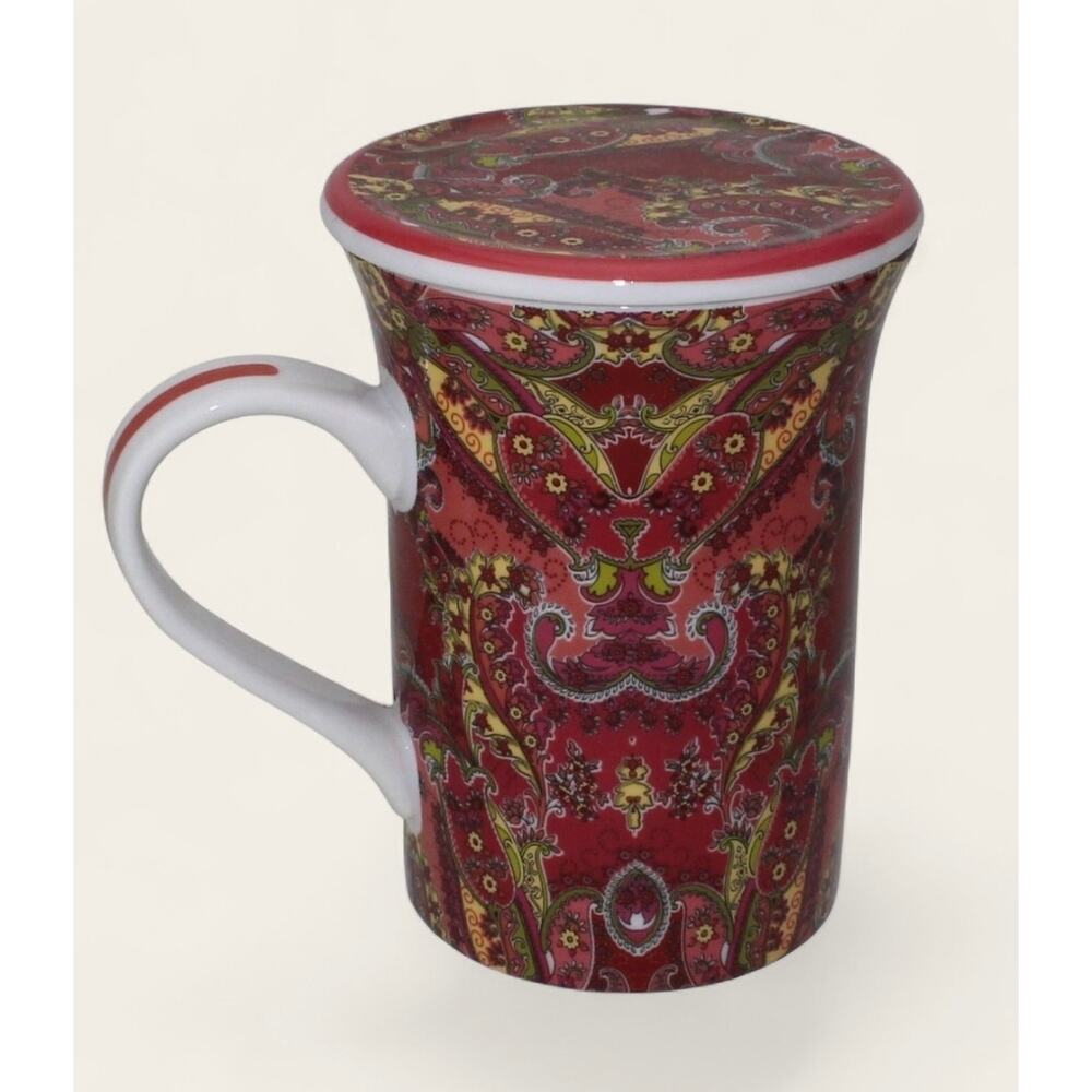 Barnes & Noble Chaimont Paisley Berry Mug w/Lid 8oz NIB - Picture 2 of 6